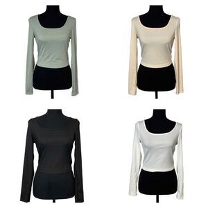 - #173 Bundle of four stretch knit crop tops